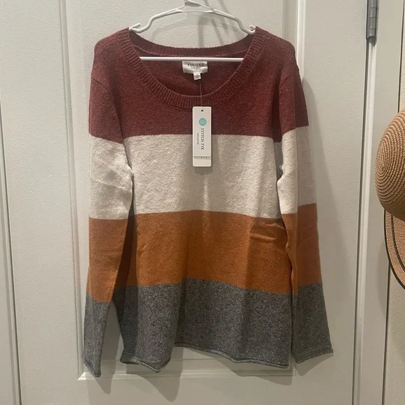 NEW…Pinque Rust Stone Combo Crewneck Sweater - Picture 3 of 4